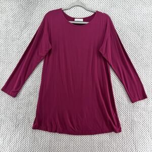 bryn Walker Top Womens XS Raspberry Jersey Stretch Tunic Crew Neck Relax